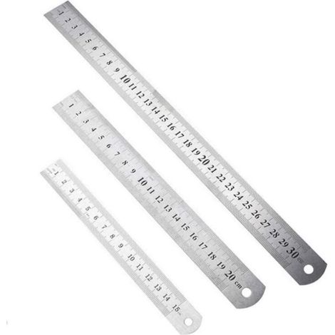 Ulisem3 pcs Règle en Acier Inoxydable, Règle de Mesure en acier Inoxydable à échelle Double face, Différentes Tailles de Règle en Acier Inoxydable de Précision Robuste (1/4)
