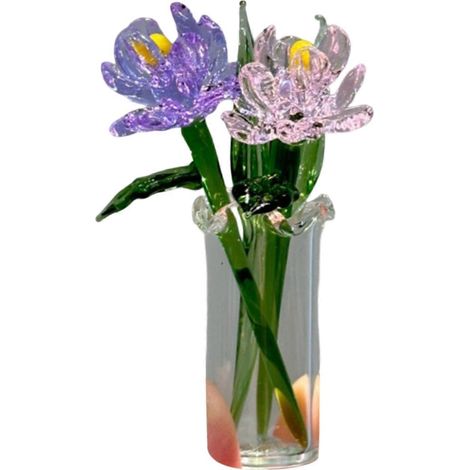 1 Bouquet de fleurs en verre avec vase et mini-fleurs soufflées à la main pour la décoration du salon - P (1/4)