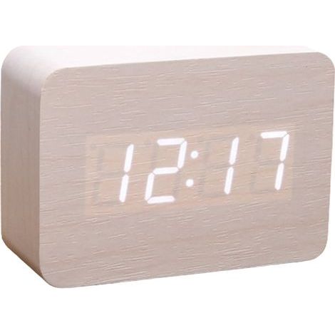 Digitaler Wecker aus Holz, Helligkeit einstellbar, Sprachsteuerung, rechteckiges LED-Display, Zeit- und Temperaturanzeige, Wohnaccessoire (1/5)