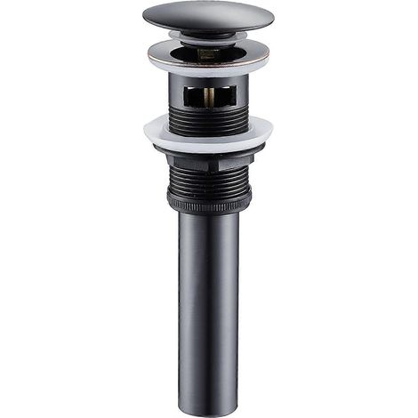 Bonde de vidange à ouverture par pression avec trop-plein pour lavabo, robinet de vidange en laiton noir (1/5)
