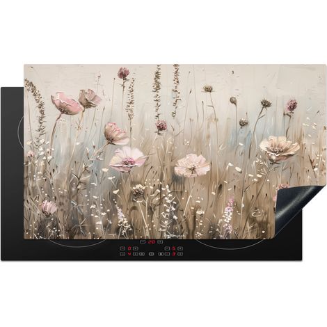 PROTECTION PLAQUE INDUCTION Fleurs - Beige - Fleurs sèches Tapis de Protection 90x52 cm (1/5)
