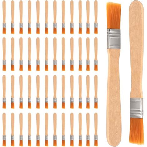 Lot de 50 pinceaux à poils plats avec manche en bois de 13,5 cm - Petits pinceaux de peinture pour vernis, bricolage, peinture, art, fenêtre (1/5)