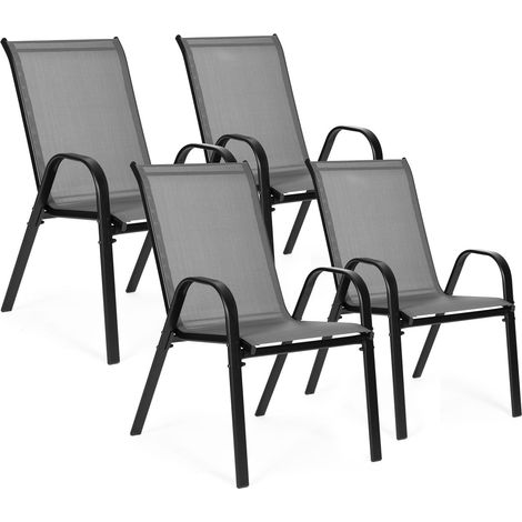Juego de 4 Sillas de Jardín para Terraza o Balcón Gris MultiGarden