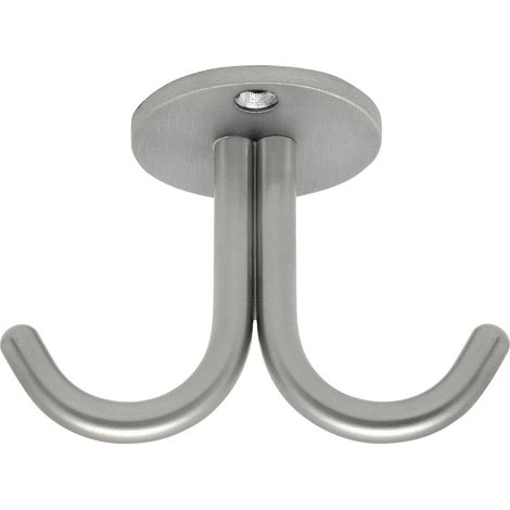 Simausrom Kleiderhaken Delta, Höhe 59mm - Kleiderhaken Wand zweifach - Decken Haken, Edelstahl gebürstet