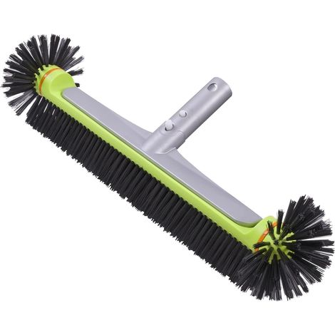 Brosse de piscine ronde robuste pour mur et carrelage avec dos en aluminium renforcé, brosse de qualité supérieure avec poils solides (1/5)