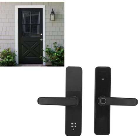 [Smart Lock] – [Smart Lock] 1641g – Vernetztes Touchscreen-Türgriffschloss mit Entriegelung per Fingerabdruck, Code, Karte und Schlüssel für Türen aus Holz, ABS und Aluminium (1/5)