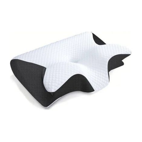 Cuscino cervicale ergonomico, cuscino cervicale ortopedico 2 in 1 in memory foam, cuscino per dormire su un fianco e sulla schiena, 62x37x12 cm (nero) (1/4)