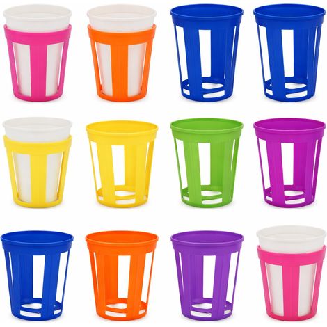 SET PORTA BICCHIERI IN PLASTICA DA 12 PEZZI CON COLORI ASSORTITI