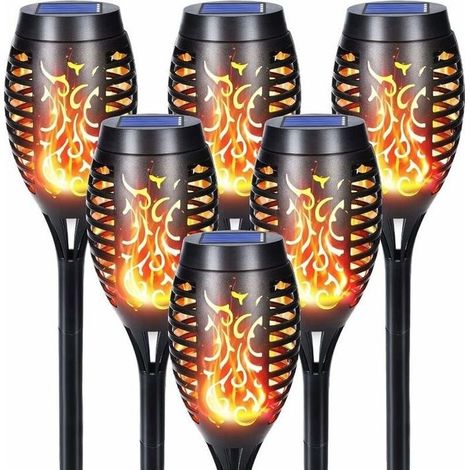 Lampe solaire extérieur - AIMOONSA - 6 pièces 12 LED - Flammes réalistes - IP65 - Autonomie 8h (1/5)