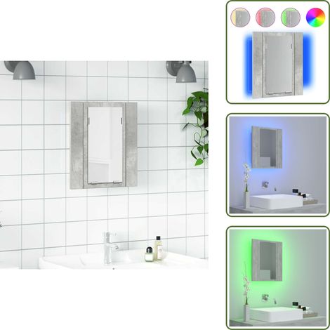 Armadietto con luce RGB - vidaXL Armadietto a Specchio con Luci LED Grigio Cemento in Acrilico - Armadietto in acrilico