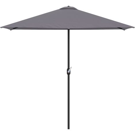 Mezzo Ombrellone da Giardino Mezzaluna 230 x130x245 cm con Apertura a Manovella Grigio (1/5)