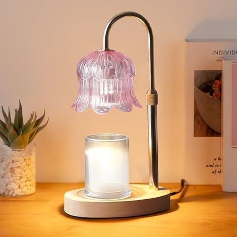 Lampe d'aromathérapie de style français, lampe à cire fondante à intensité variable, lampe de table parfumée (rose, sans parfum) (1/5)