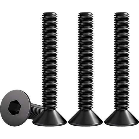 M5 X 50mm Vis à Tête Fraisée Avec Six Pans Creux en Acier Inoxydable A2 V2A Visserie Norme DIN 7991 / ISO 10642 Noir Vis Inox Filetage Complet, Lot De 25 (1/5)