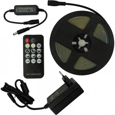 Ruban LED COB 320/m 24V IP20 3000K 5m variateur alim (1/5)