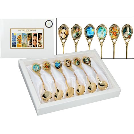 Cucharillas de té Carmani, chapadas en oro - maestros de la pintura (juego de 6 piezas) (1/5)