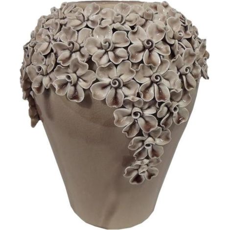 Vaso per fiori eterni con crepe, grigio