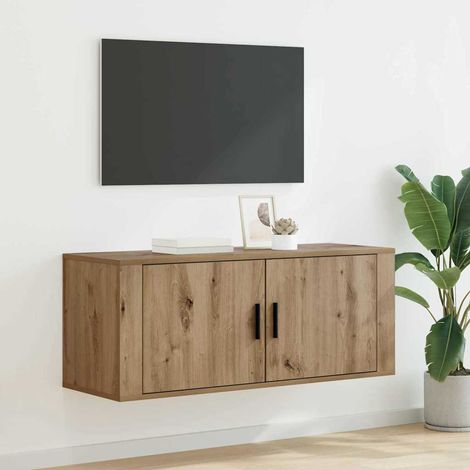 Meuble TV mural Chêne artisanal 100 x 34,5 x 40 cm vidaXL
