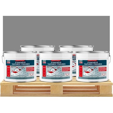 Peinture, résine d'étanchéité toiture, réparation tuiles, fissures, anti-fuites, décore, protège, plusieurs coloris PROCOM 888888 5 x 10L