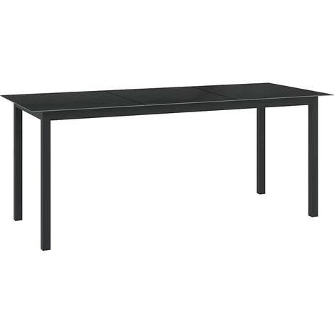Mesa de jardín de aluminio y vidrio negro 190x90x74cm