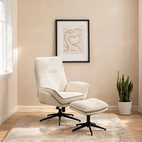 Fauteuil relax beige en polyester 85 x 74 x 104 cm (1/5)