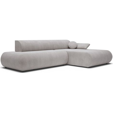 Selsey Armone – Ecksofa mit Schlaffunktion, Chenille, Ottomane rechts, Hellgrau