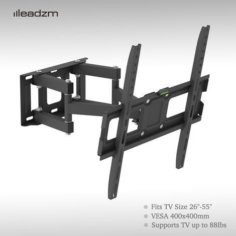 Soges – Support TV mural TMDS-105 pour écrans 26-55 pouces – Inclinaison -10° à 10° – Charge max 40 kg – VESA 400x400 – Noir