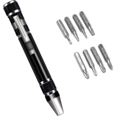 Tournevis de poche magnétique 8 en 1 Pratique En forme de stylo Outil de réparation pour projets d'amélioration de la maison (1/5)