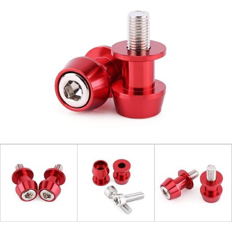 Curseurs de bobine de bras oscillant en alliage d'aluminium CNC pour moto support bobines de bras oscillant (8mm, rouge) (1/4)