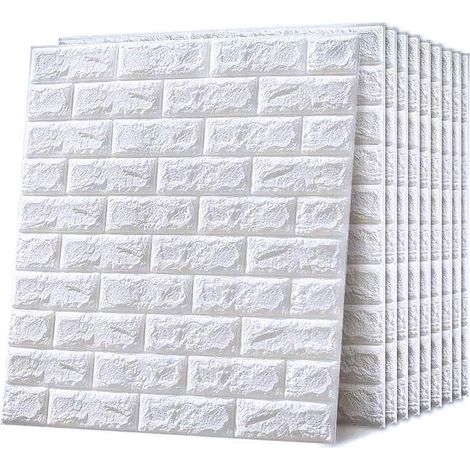 Papier Peint 3D Brique Auto-Adhésif Blanc 77 x 70cm Moderne Imperméable PE Mousse Panneaux Muraux pour Maison Chambre Cuisine TV Murale Brique Autocollant Décoration (1/5)