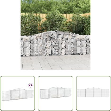 Schalldämmung - Gabionen mit Hochbogen 7 Stk. 400x30x100/120cm Verzinktes Eisen (1/5)