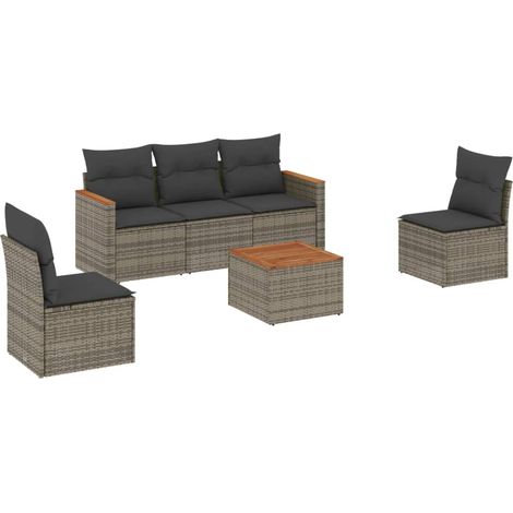 Maison Exclusive - 6-tlg. Garten-Sofagarnitur mit Kissen Grau Pol