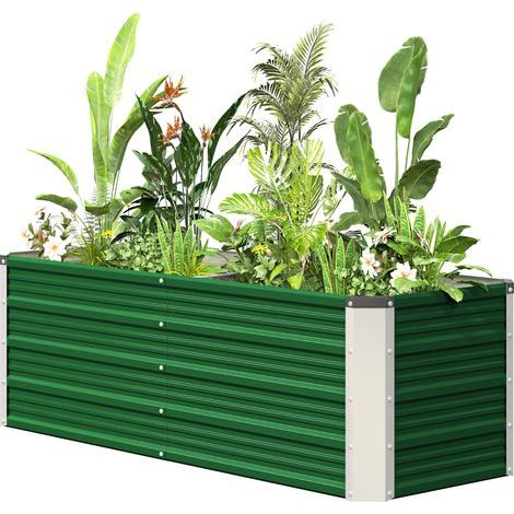 Hochbeet ohne Bodenplatte, mit 2 Pflanzzonen, aus Stahl, 125 x 47 x 44 cm, grün