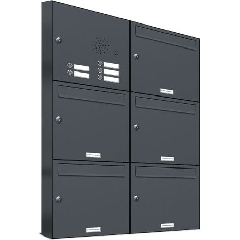 5er Briefkasten Anlage Aufputz - Wandmontage RAL 7016 Anthrazit Klingel (1/5)