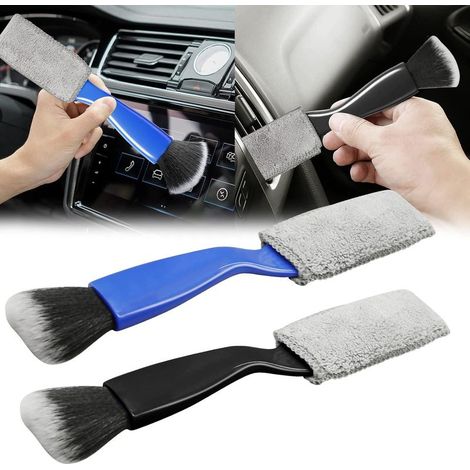 2 Pcs Kit Brosse Nettoyage Voiture Double Tête Kit Nettoyage Voiture Interieur Pinceau Nettoyage Voiture pour Le Nettoyage Des SièGes du Tableau de Bord Des Events (1/5)