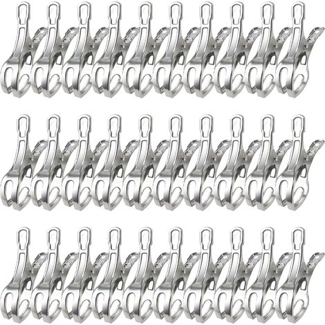 Lot de 30 grandes pinces de protection en acier inoxydable pour piscine et extérieur (1/5)