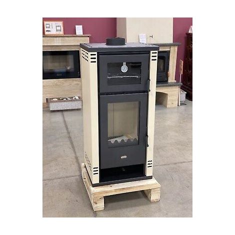 Stufa a Legna con Forno Prity K2 GT F 8.1 kW – Camino Color Avorio (1/2)