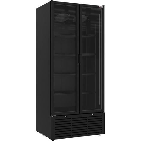 Vitrine ventilée positive 804 litres, 2 portes battantes, NOIRE - Diverso