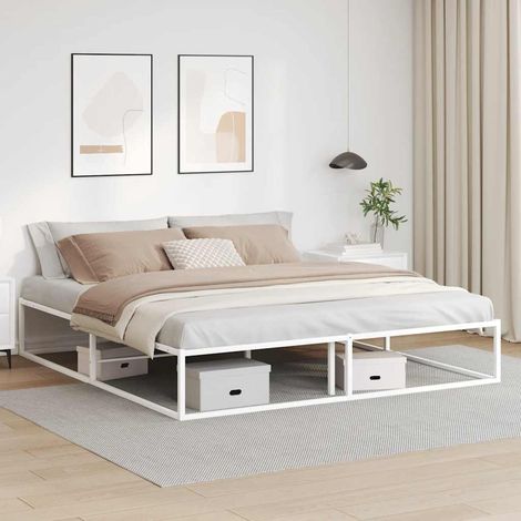 Bed Frame without Mattress White 180x200 cm Super King Metal vidaXL (1/5)