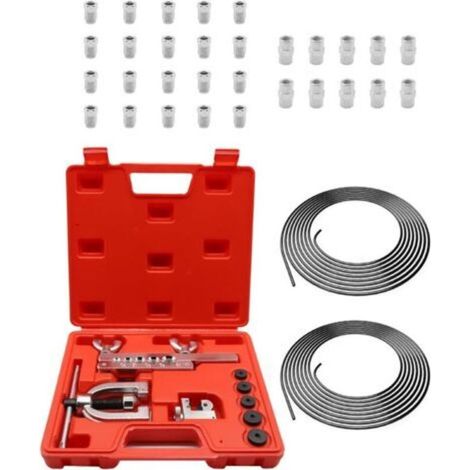 Kit Tuyau Frein Voiture, 10M de Câble de Frein ø 3/16" En Acier, 20 Raccords + 10 Connecteurs M10, Double et Facile à évaser pour Conduite de Frein (1/5)