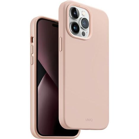 Coque rose Uniq Lino pour iPhone 14 Pro Max (1/5)