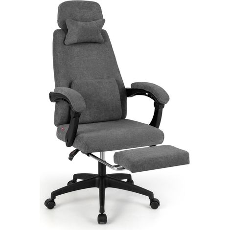 Sedia da ufficio reclinabile regolabile 100 x 66 x 119-126 cm con poggiapiedi ergonomico design contemporaneo rivestimento in ciniglia grigia 200019089