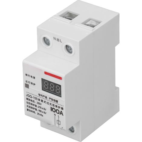 Dispositif de protection contre les surtensions et les sous-tensions 100 A, montage sur rail, réarmement automatique, panneau indicateur carré, 230 V (1/5)