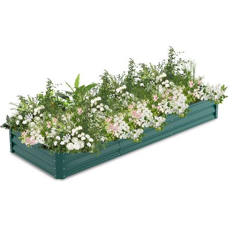 Hengda Fioriere da esterno rialzate, vaso da esterno per fiori, erbe, frutta, verdura, fioriera da balcone, orto indipendente, acciaio ultra resistente, 240 x 90 x 60 cm, Verde (1/5)