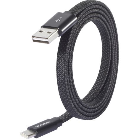Renkforce Câble USB USB 2.0 USB-A mâle, USB-C® mâle 1.00 m noir avec enroulement magnétique RF-68725 (1/5)