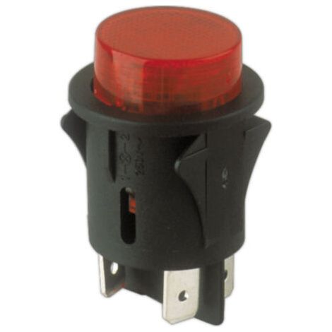 Interrupteur unipolaire encastré avec bouton-poussoir lumineux – Corps noir – Touche rouge – 10(4)A/250V – 8430552091263 – Electro Dh (1/2)