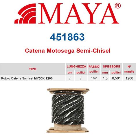 Rotolo catena 1/4&quot 1.3 mm - .050&quot 1200 maglie senza antirimbalzo profilo Semi tondo - 451863