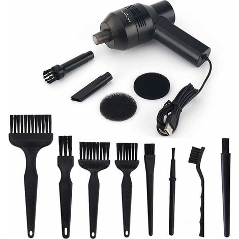 Nettoyeur Air Duster sans fil, souffleur électrique rechargeable pour clavier, PC, voiture, appareils électroniques, puissant et portable, 3 vitesses réglables, avec batterie intégrée. (1/5)