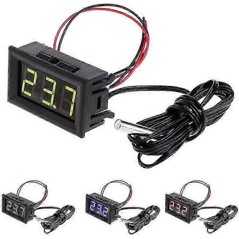 Lot de 2 ou 4 thermomètres numériques LCD avec sonde étanche pour réfrigérateurs KF WHBYV (1/4)