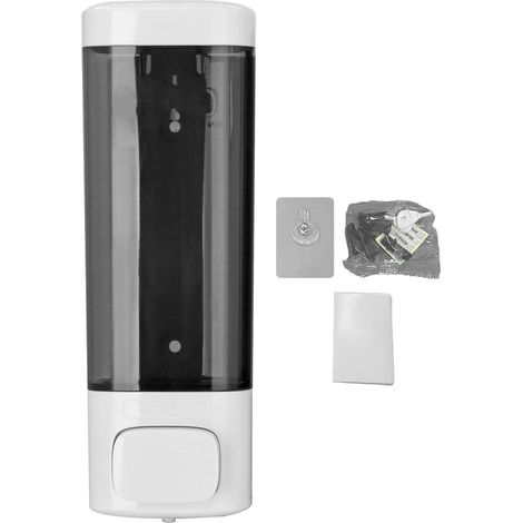 Dispenser di sapone bianco da 320 ml, a parete, manuale, con serratura, per bagno e cucina. (1/5)