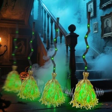 Halloween-Hexenbesen, schwebender Besen, Halloween-Dekorationsbesen, tanzender, beweglicher Besen, 110 cm, schwebender Hexenbesen für drinnen (1/5)